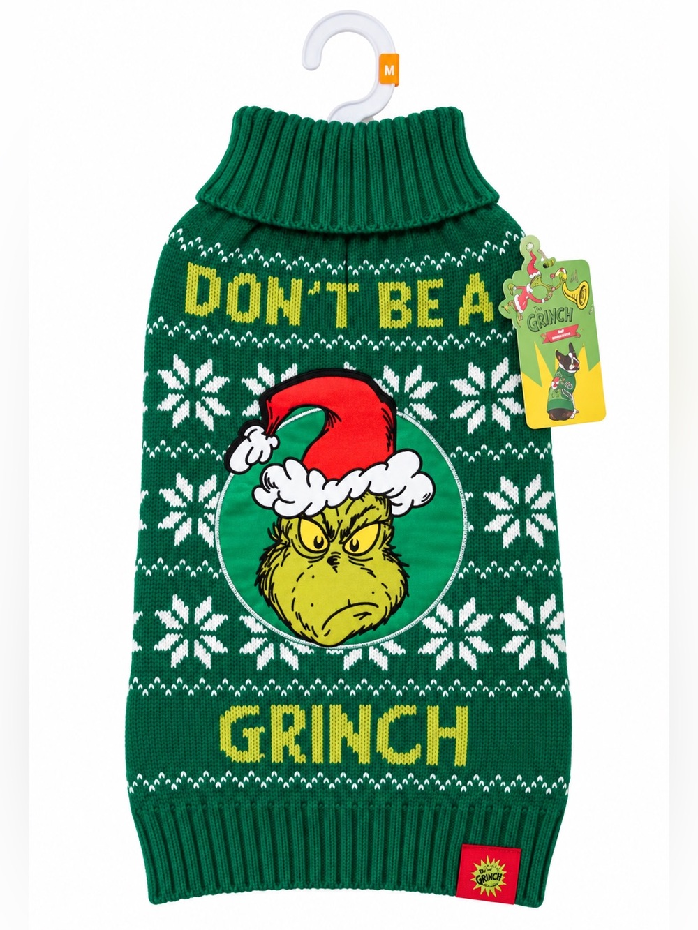 NEW - Dr. Seuss Grinch “Don’t Be a Grinch” Green Dog Sweater Size M